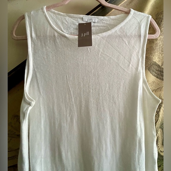 New J Jill Linen Blend Sleeveless White Sweater Top SZ Medium - Picture 4 of 9
